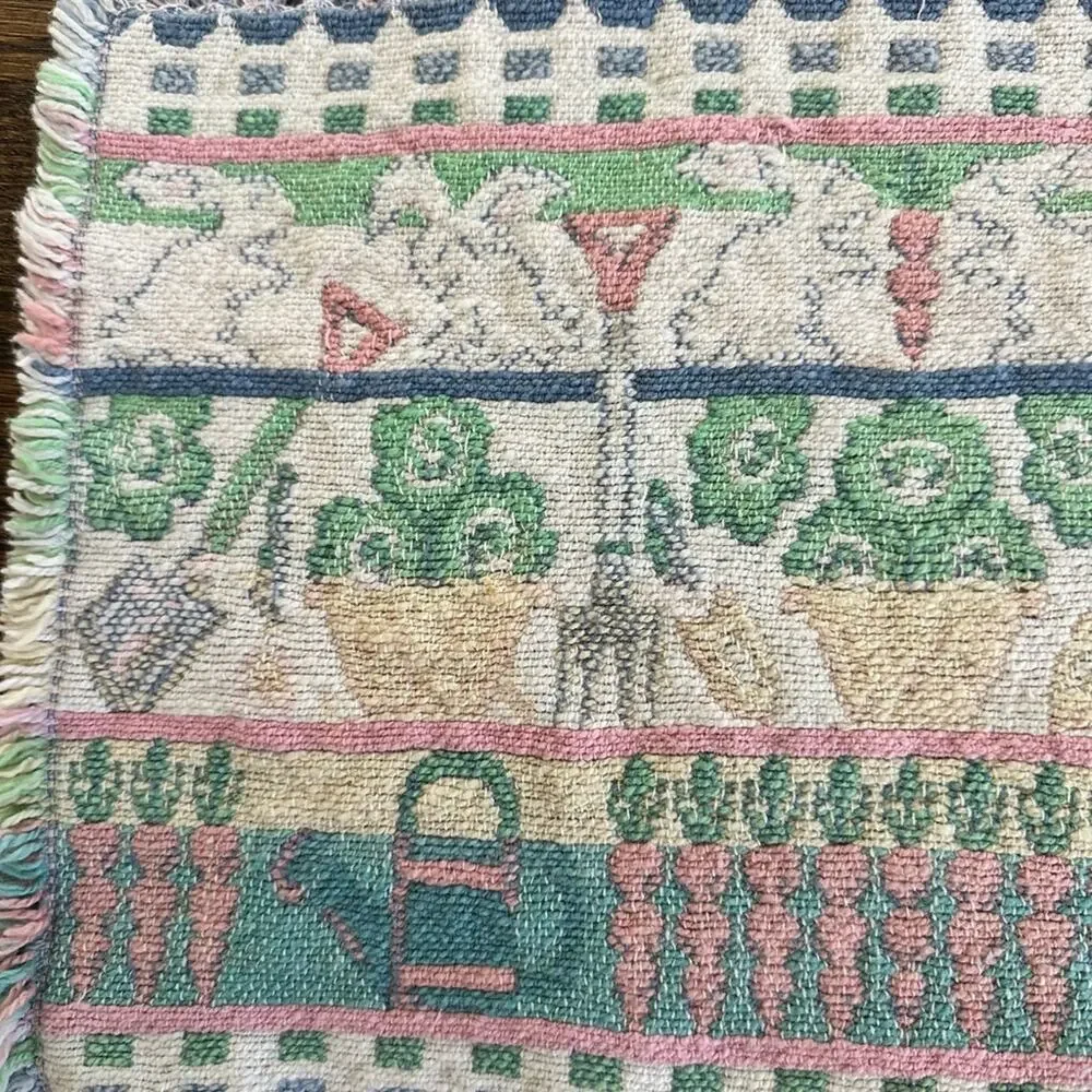 Vintage Placemats Woven Tapestry Easter Bunny Spring set of 4 tea party decor